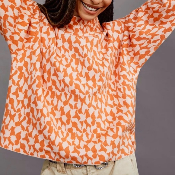 Maeve Sweaters - Anthropologie | Maeve Orange & Pink Carys Mock Neck Sweater ✨